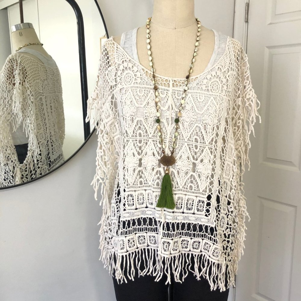 Crochet/Fringed Boho Lace Pullover